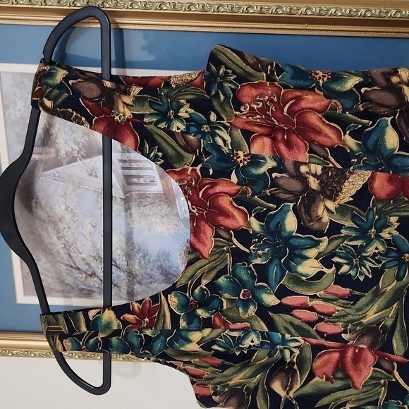 Vintage Floral Linen Dress Y2K Feminine Sexy Flirty Artsy Dark Romance - Picture 4 of 15